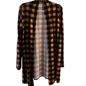 LAST CHANCE $$$ Womens' Black and gold gingham print open cardigan sz. L